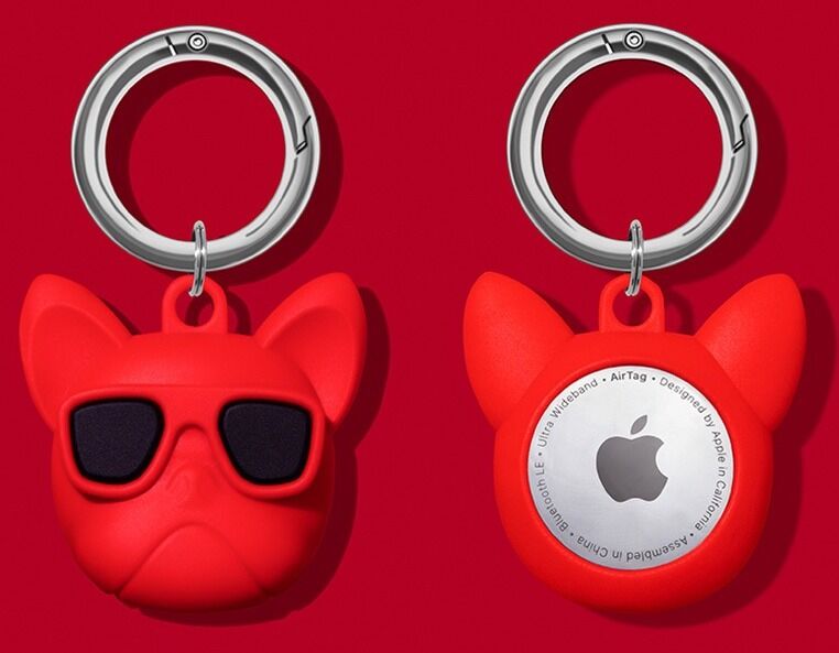 frenchie airtag case red frenchie airtag case